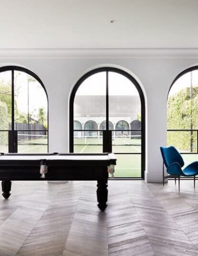 black steel doors arched