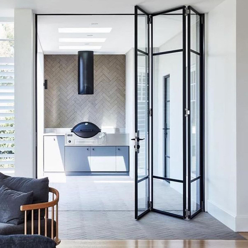 steel-black-three-leaf-bifold-doors steel black three leaf bifold doors UK London