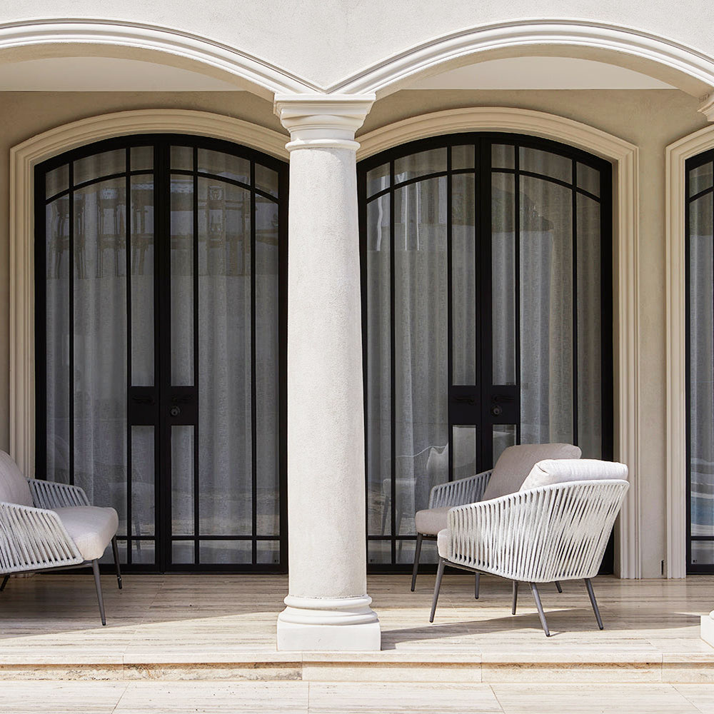 black-steel-UK-large-arched-double-doors-manufacturer-windows black steel external arched doors with screen manufacturer UK