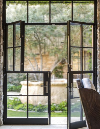black steel external French doors with screen manufacturer UK